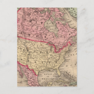 Postale Carte de l'Amérique du Nord par Mitchell