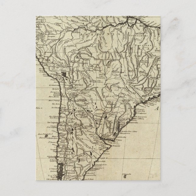 Postale Carte de l'Amérique du Sud (Devant)