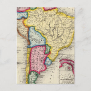 Postale Carte De L'Amérique Du Sud