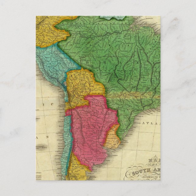 Postale Carte de l'Amérique du Sud 3 (Devant)