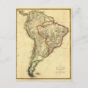 Postale Carte de l'Amérique du Sud de 1817