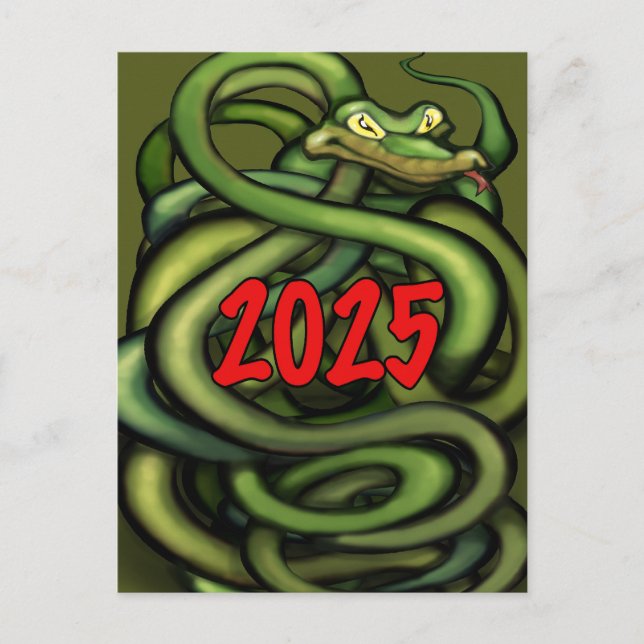 Postale Carte de l'année du serpent 2025 (Devant)