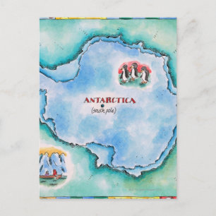 Postale Carte de l'Antarctique
