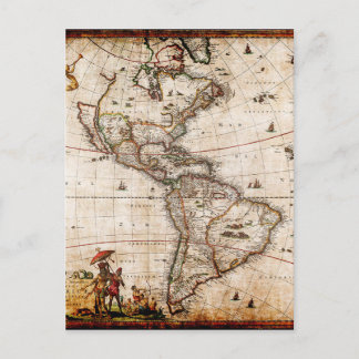 Postale Carte de l'Antique Amérique du Nord et du Sud