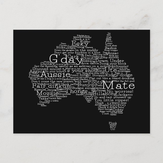 Postale Carte de l'argot australien (Devant)