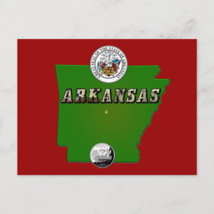 Postale Carte de l'Arkansas, sceau et quartier des Faux