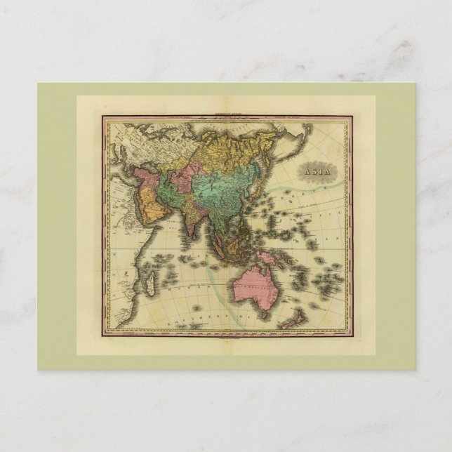 Postale Carte de l'Asie 1825 par Henry Tanner (Devant)