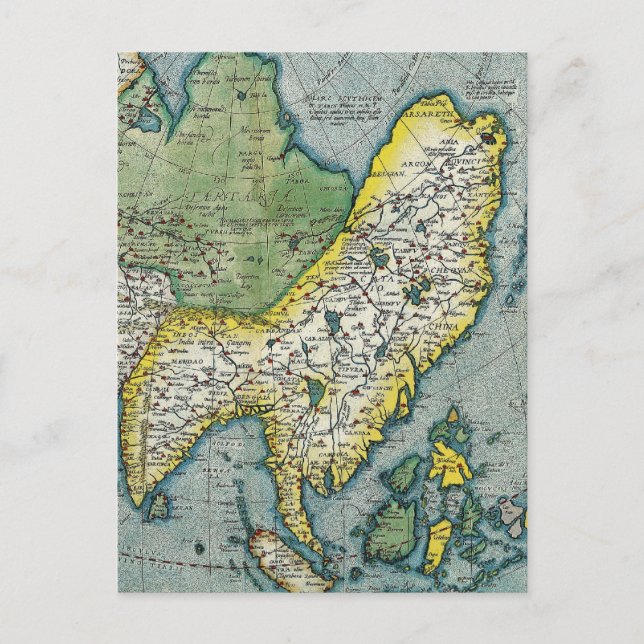 Postale Carte de l'Asie au début du XVIe siècle (Devant)
