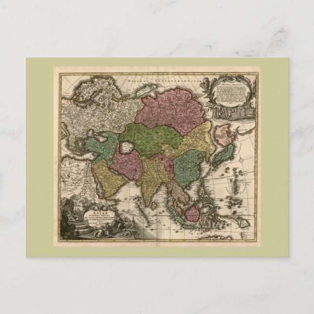 Postale Carte de l'Asie des années 1700 (Devant)