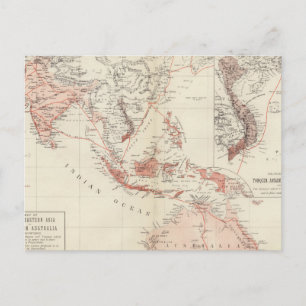 Postale Carte de l'Asie du Sud-Est et de l'Australie du No