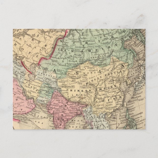 Postale Carte de l'Asie par Mitchell (Devant)