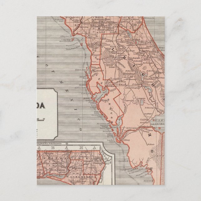 Postale Carte de l'Atlas de Floride (Devant)