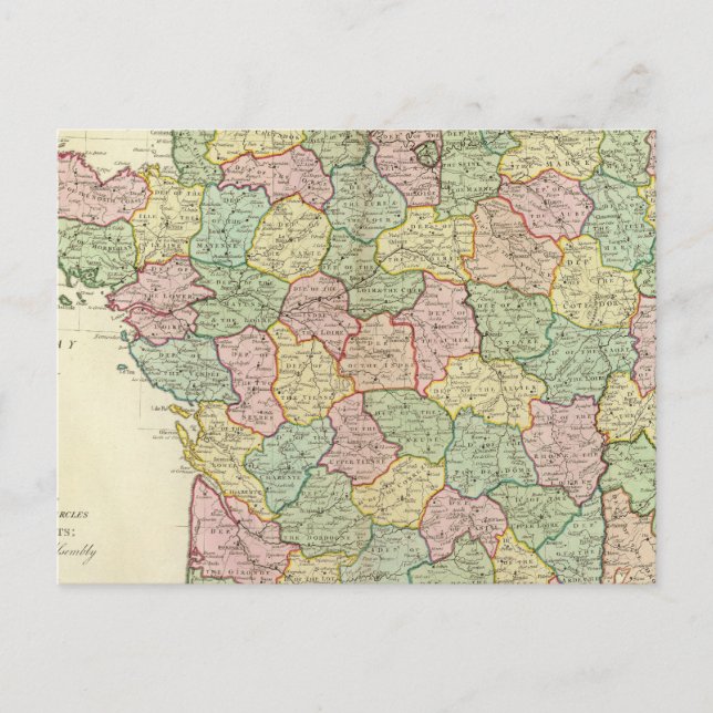 Postale Carte de l'Atlas de France avec évêques (Devant)