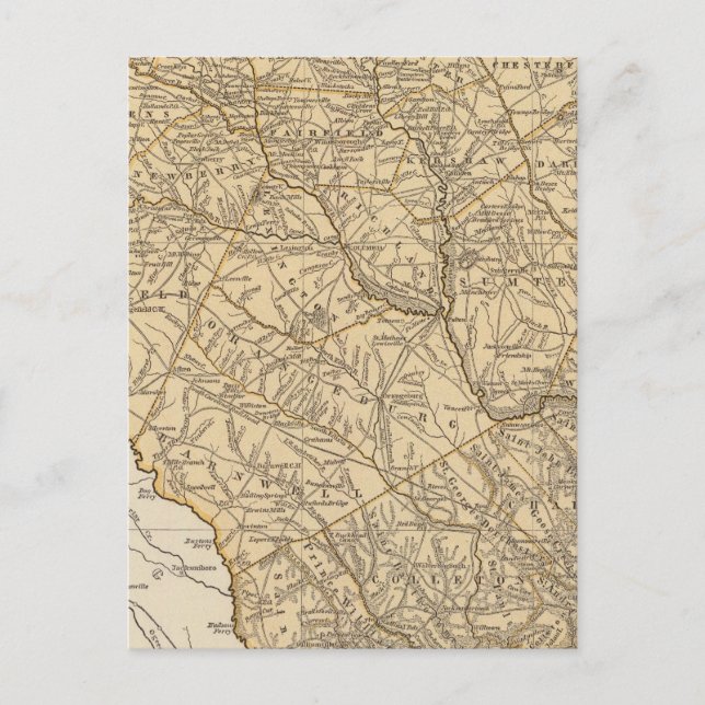 Postale Carte de l'Atlas de la Caroline du Sud (Devant)