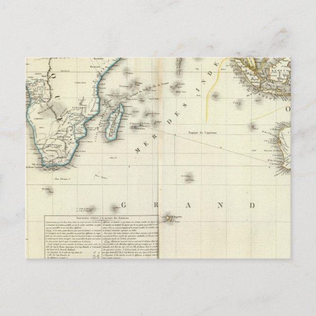 Postale Carte de l'Atlas de l'océan Indien (Devant)