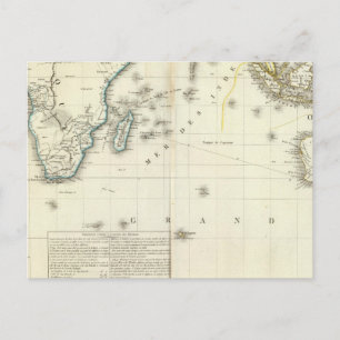 Postale Carte de l'Atlas de l'océan Indien