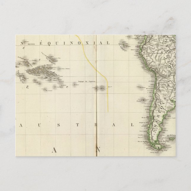 Postale Carte de l'Atlas de l'océan Pacifique (Devant)