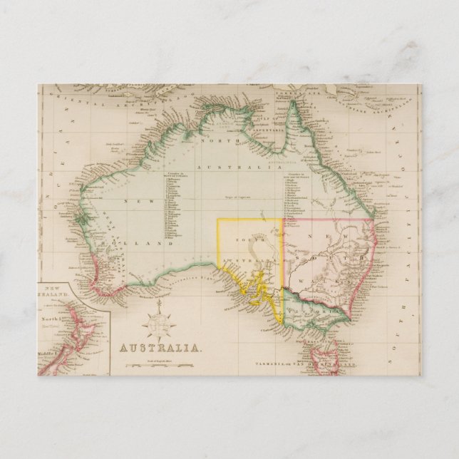 Postale Carte de l'Australie et de la Nouvelle-Zélande (Devant)