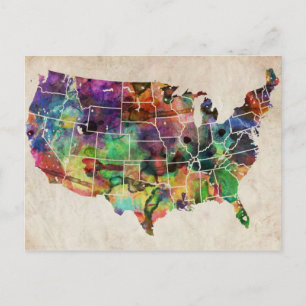 Postale Carte de l'eau des États-Unis