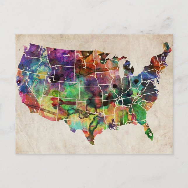 Postale Carte de l'eau des États-Unis (Devant)