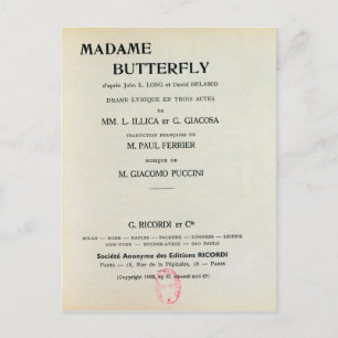 Postale Carte de lecture pour Madame Butterfly par Giacomo