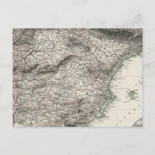 Postale Carte de l'Espagne et du Portugal par Stieler