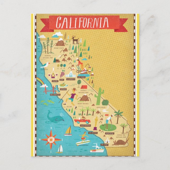 Postale Carte de l'État de Californie (Devant)