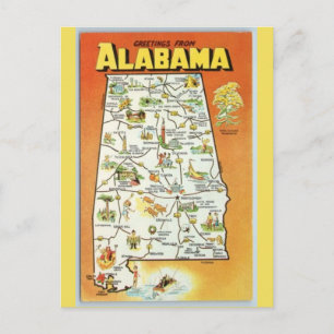 Postale Carte de l'État de l'Alabama