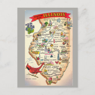 Postale Carte de l'État de l'Illinois