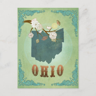 Postale Carte de l'état de l'Ohio - Vert