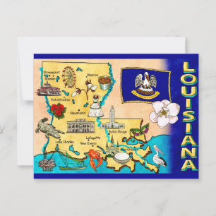 Postale Carte de l'État de Louisiane