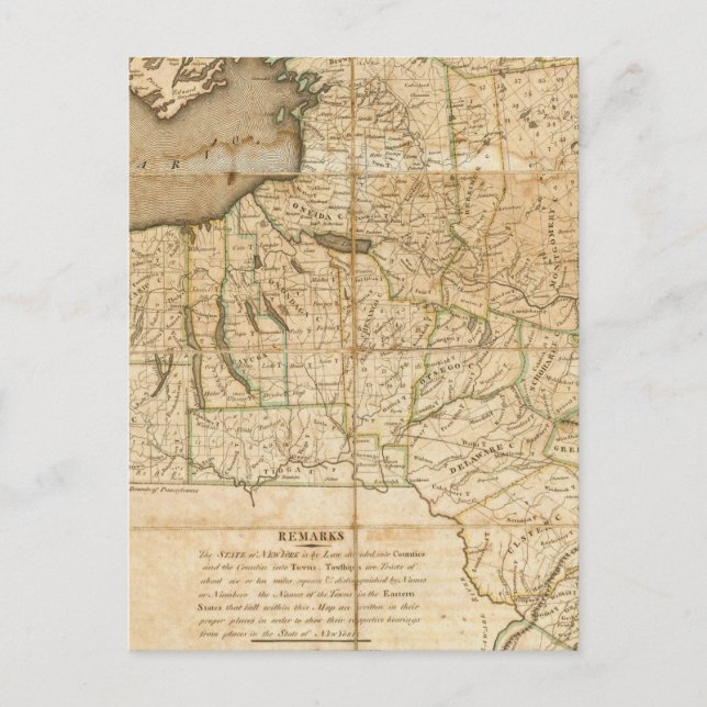 Postale Carte de l'état de New York (Devant)