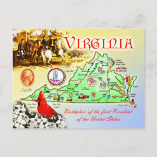 Postale Carte de l'État de Virginie
