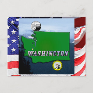 Postale Carte de l'État de Washington Faux Quarter, Sceau,
