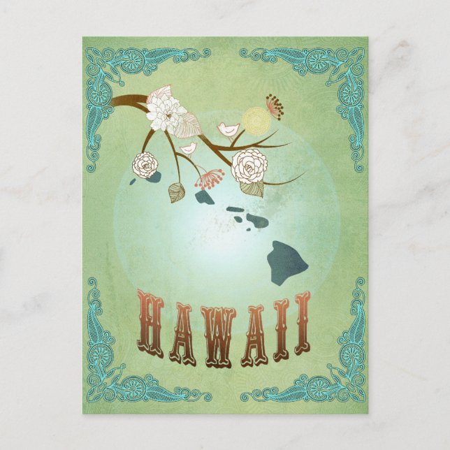 Postale Carte de l'État d'Hawaii - Vert (Devant)