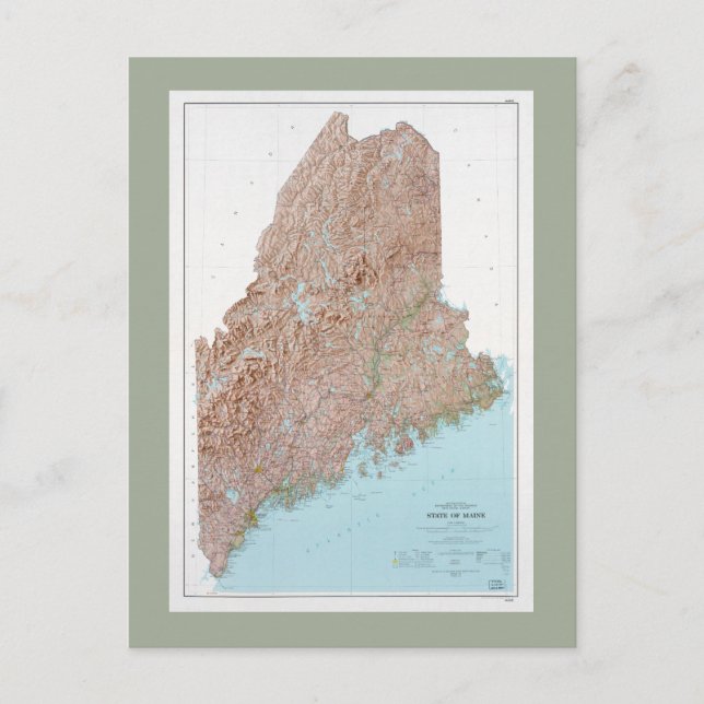 Postale Carte de l'état du Maine (1977) (Devant)