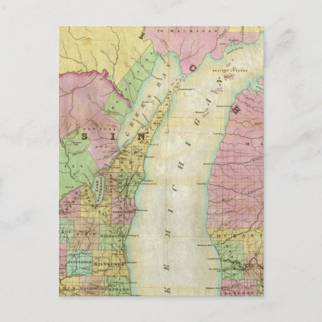 Postale Carte de l'État du Michigan (Devant)