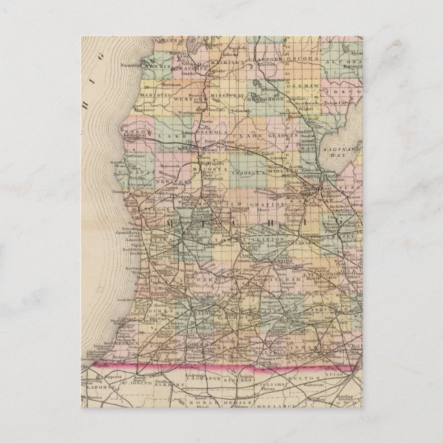 Postale Carte de l'état du Michigan Atlas (Devant)