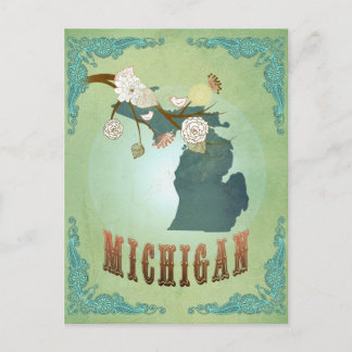Postale Carte de l'état du Michigan - Vert