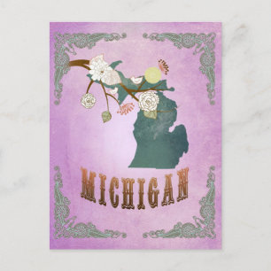 Postale Carte de l'état du Michigan Vintage moderne - Grap