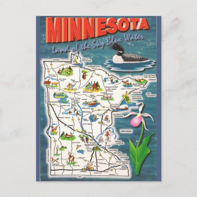 Postale Carte de l'État du Minnesota (Devant)