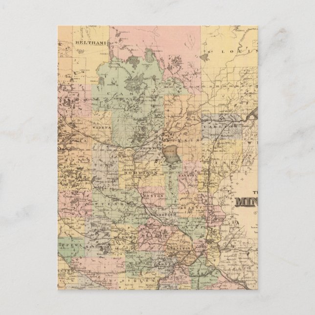 Postale Carte de l'État du Minnesota, 1874 (Devant)