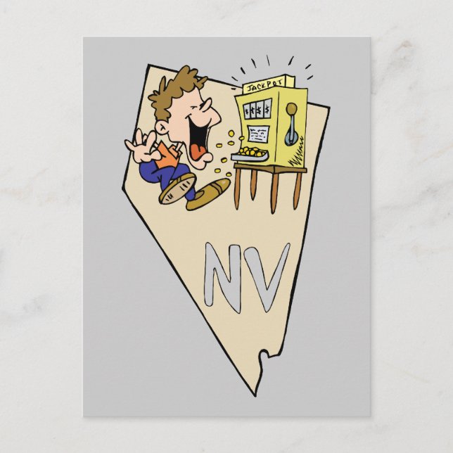 Postale Carte de l'État du Nevada NV et Jackpot du Joueur  (Devant)