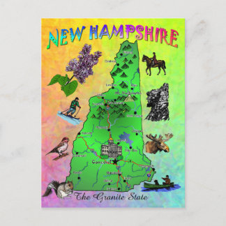 Postale Carte de l'état du New Hampshire