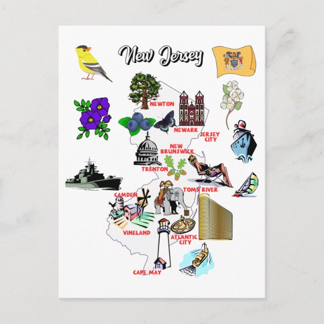 Postale Carte de l'état du New Jersey (Devant)