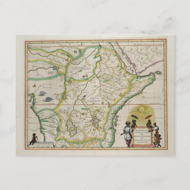 Postale Carte de l'Ethiopie montrant cinq Etats africains (Devant)