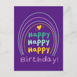 Postale Carte de lettre d'anniversaire Arc-en-ciel joyeuse