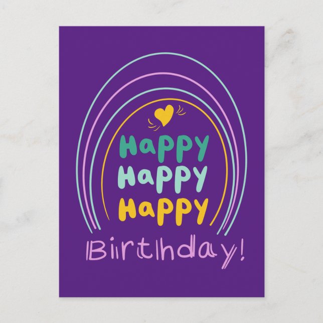 Postale Carte de lettre d'anniversaire Arc-en-ciel joyeuse (Devant)