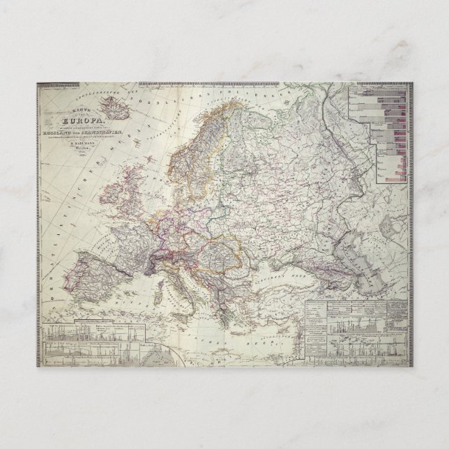 Postale Carte de l'Europe, 1841 (Devant)
