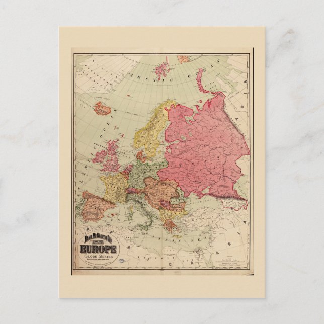 Postale Carte de l'Europe de Rand McNally (1894) (Devant)